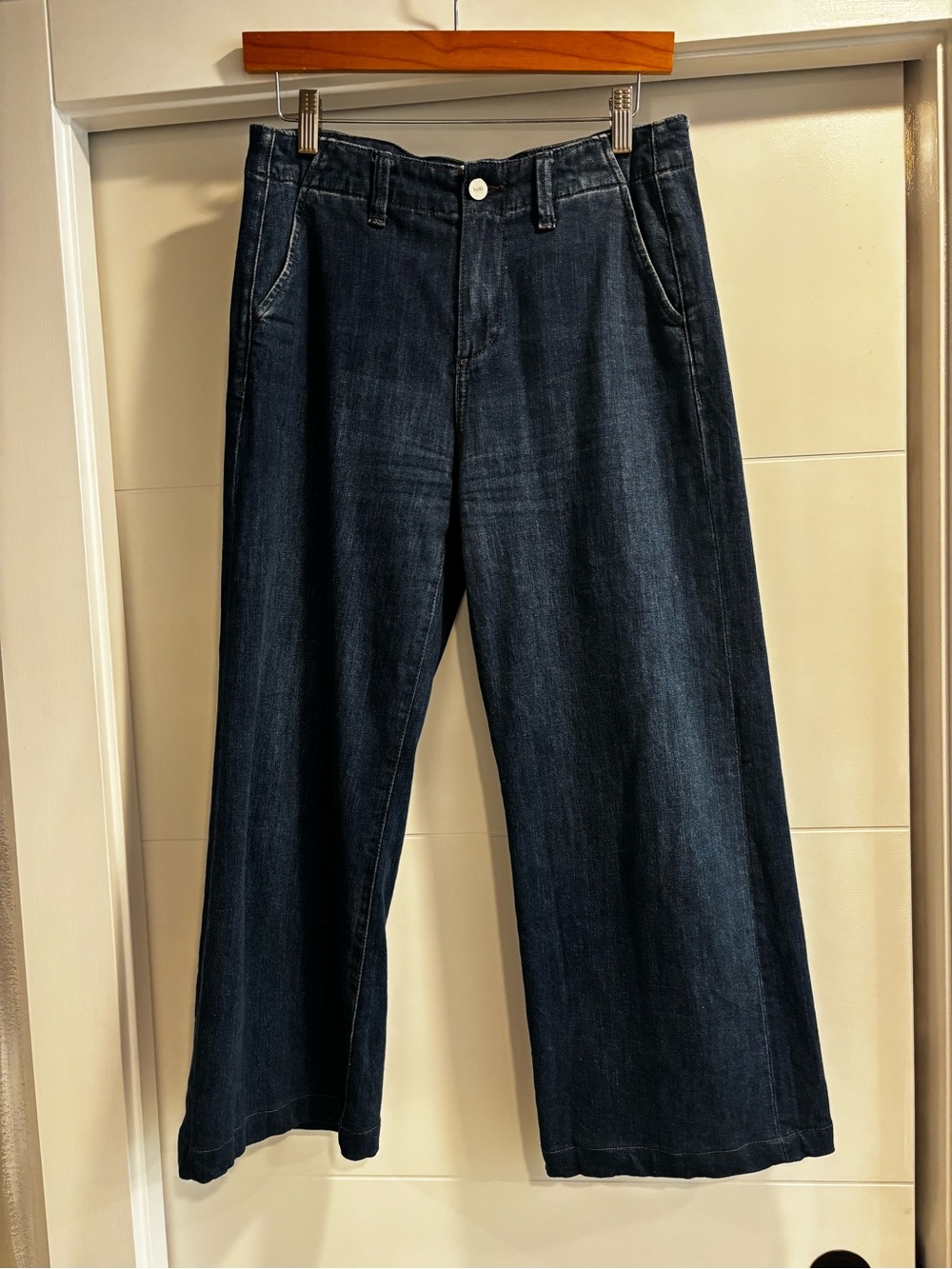 Paige Wide Leg Dark Wash Denim Pants
